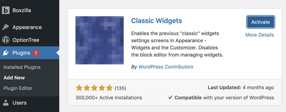 The Classic Widgets Plugin for WordPress