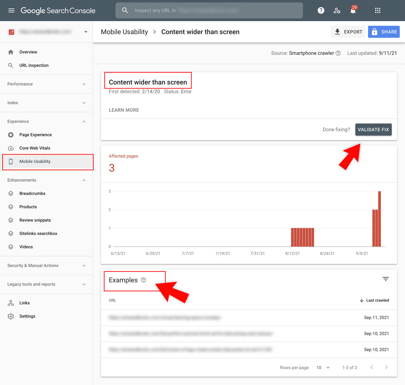 Use Google Search Console to address Mobile Usability issues. Validate fixes. See examples of problem pages.