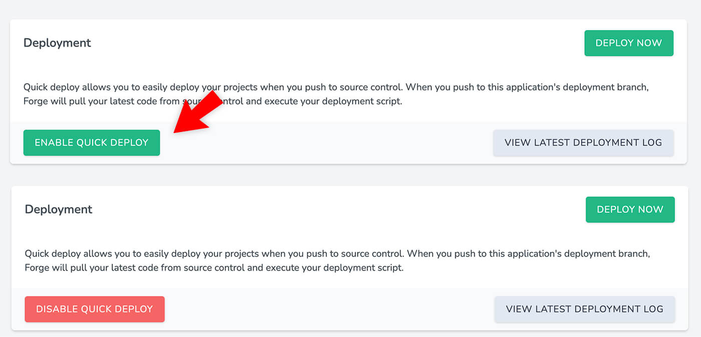 Enable Quick Deploy in Laravel Forge for Statamic Git Integration to work.