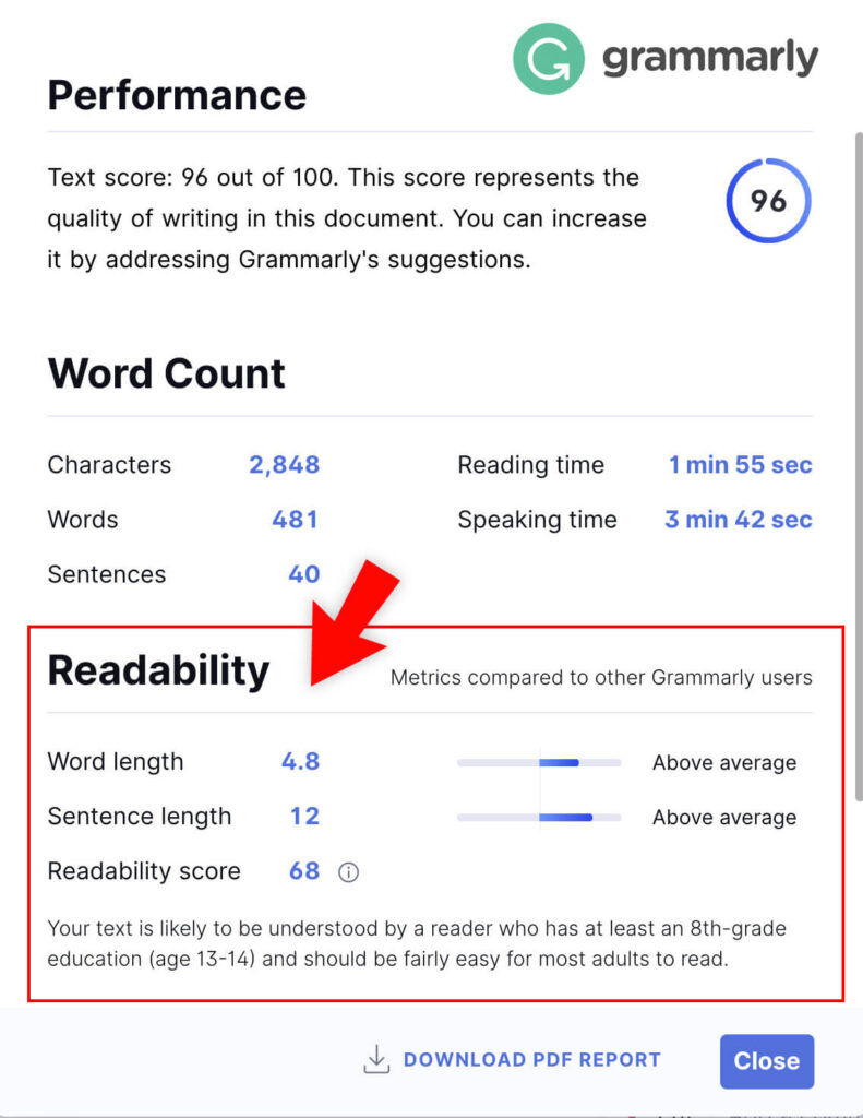 flesch readability scale book