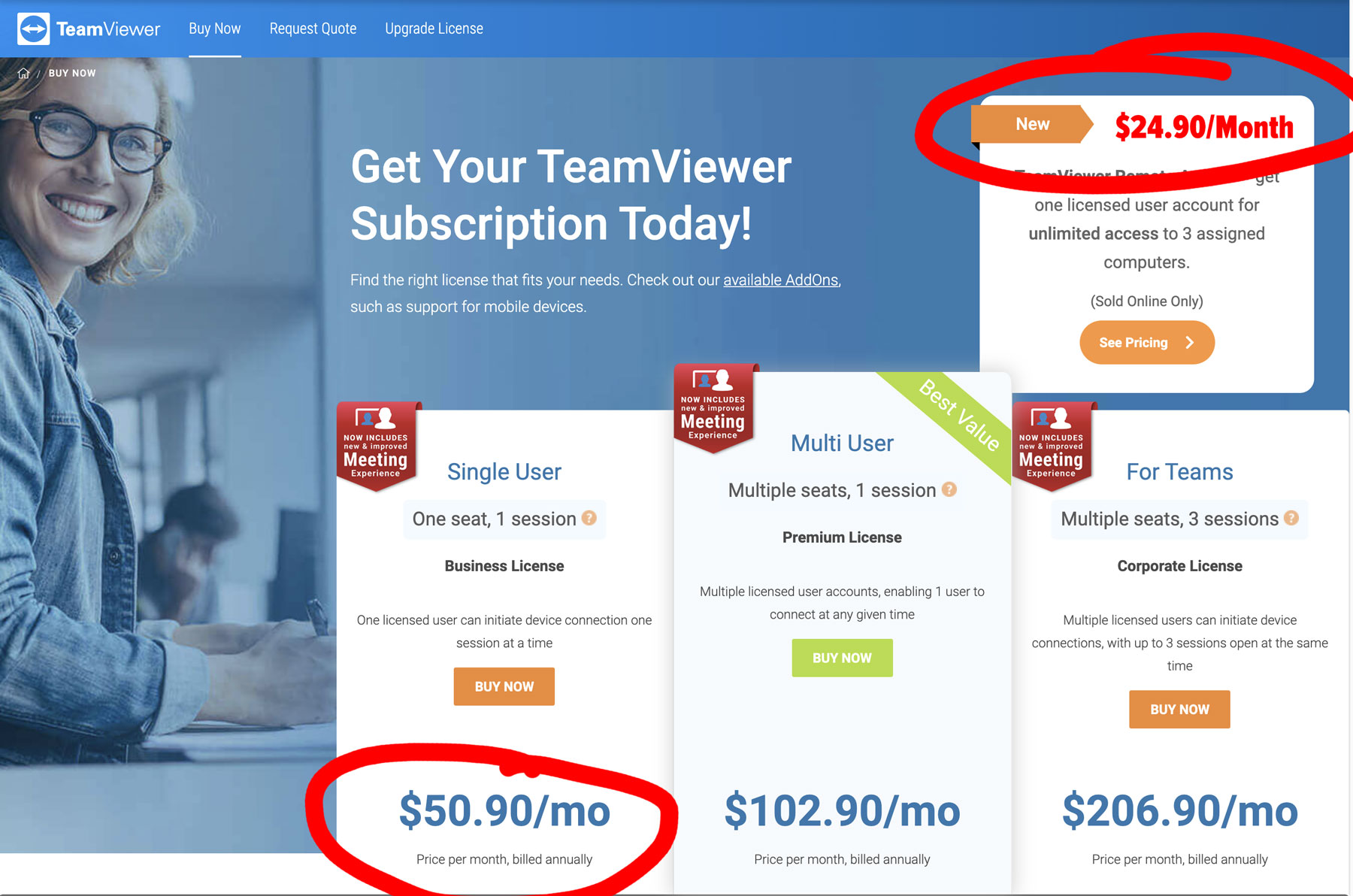 TeamViewer subscription pricing