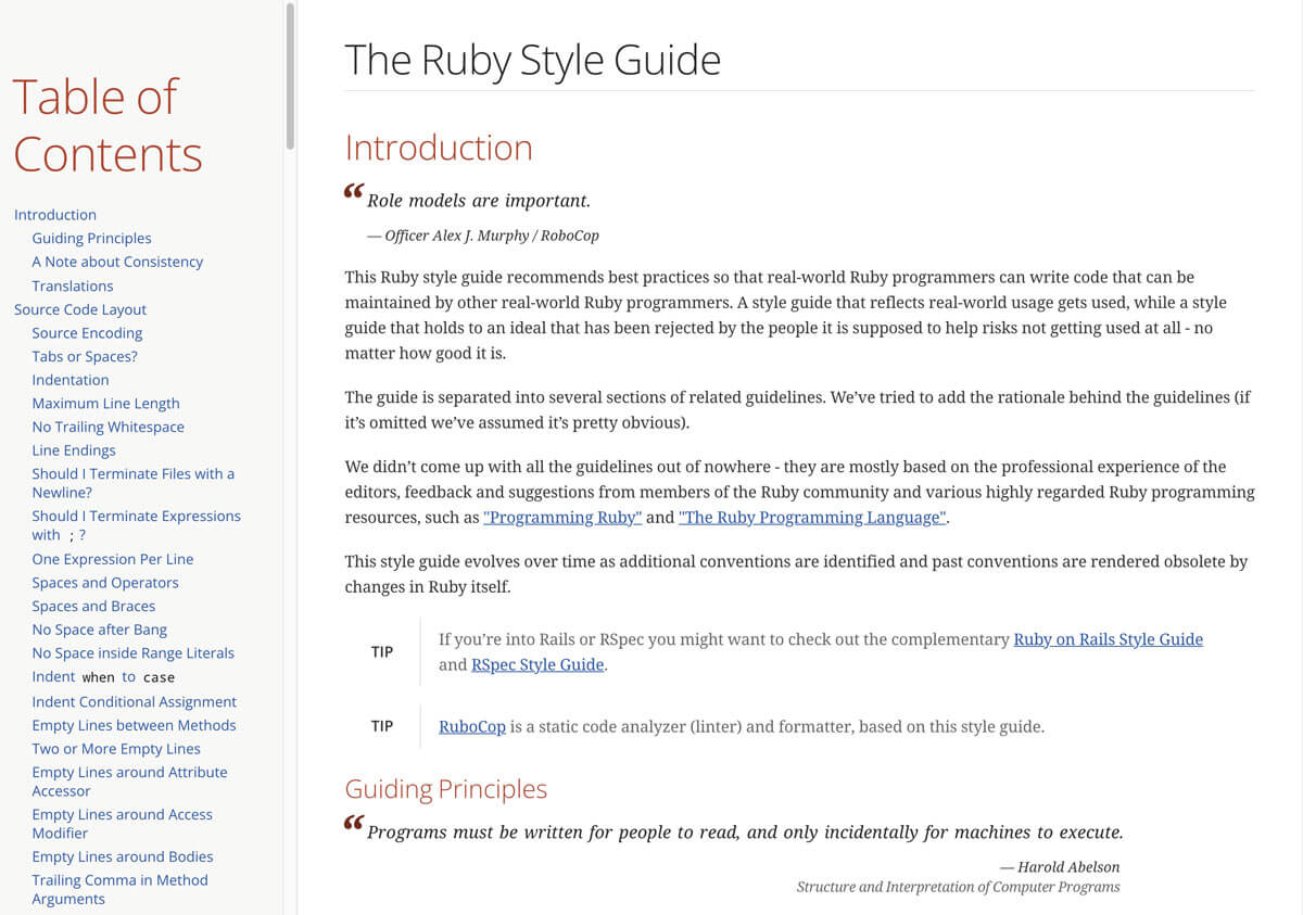 The Ruby Style Guide -  includes guidance on how to indent ruby code