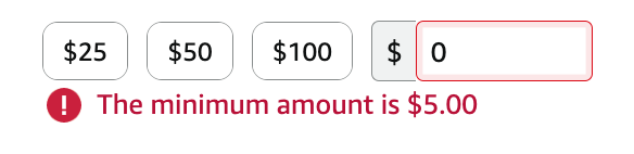 In 2024, Amazon has a five dollar minimum limit for Reload Balances and Gift Cards.