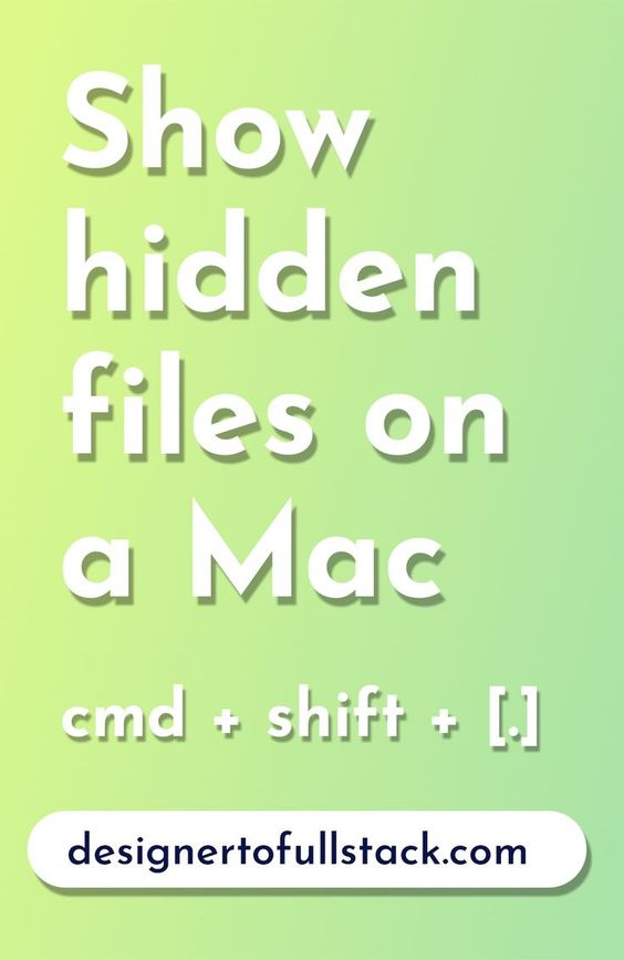 Show hidden files on a Mac with cmd + shift + period. Mac's hidden files are well-known file types to web designers and developers. For everyone else, files starting with a period are not visible in Mac's Finder or Desktop by default. This file type is a hidden file.