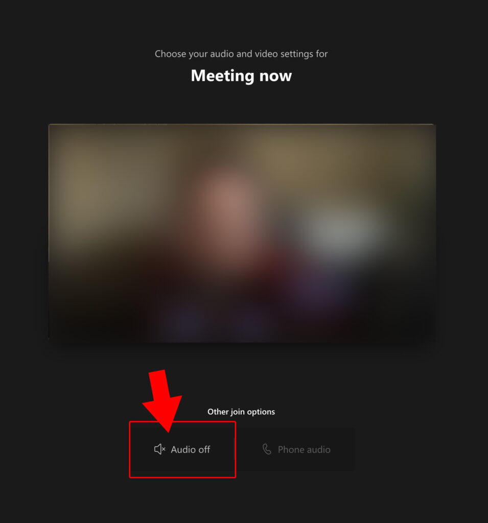 Joining a Teams meeting in a browser as a second user in the room, join with Audio Off removes audio feedback.