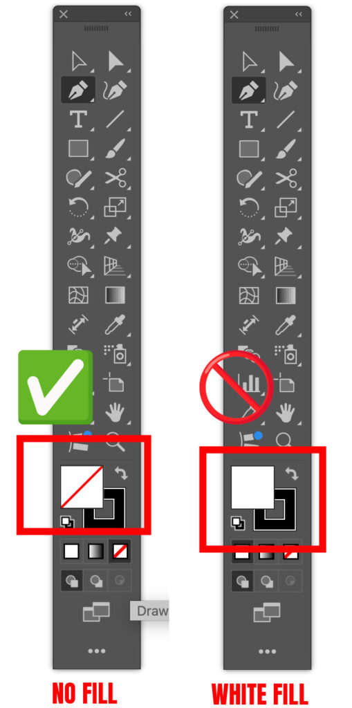 When making lines in Illustrator, make sure your fill is NONE, not white.