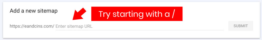 If you're having problems getting your sitemap submitted, try submitting the URL with an extra forward slash.