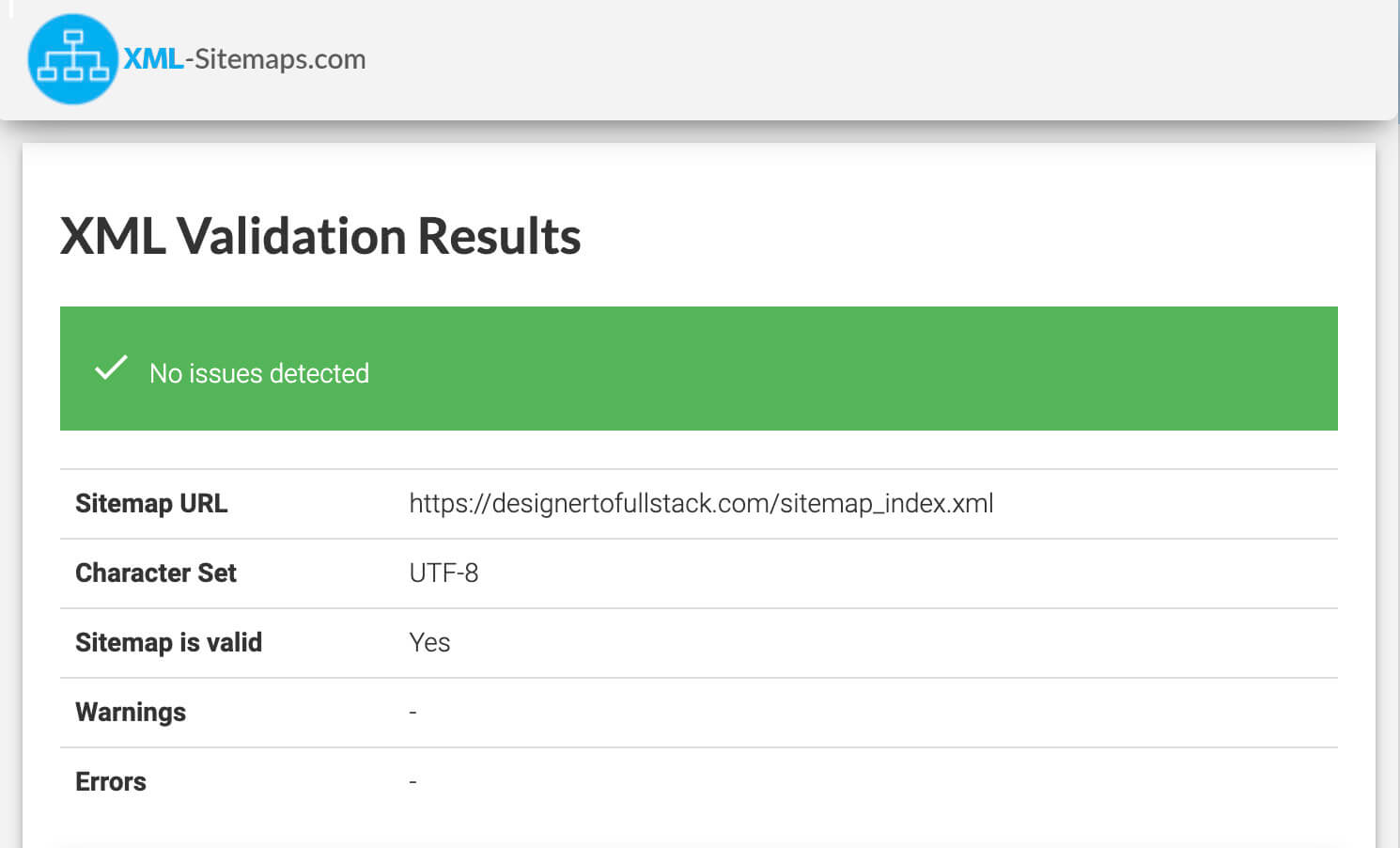 Check if you have a valid sitemap.xml from free online validators