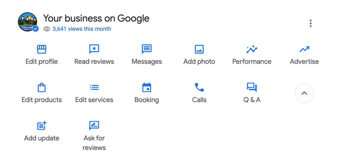 Your Business on google is a block that includes options to read reviews, add photos, edit products and more for your Google Business Profile.