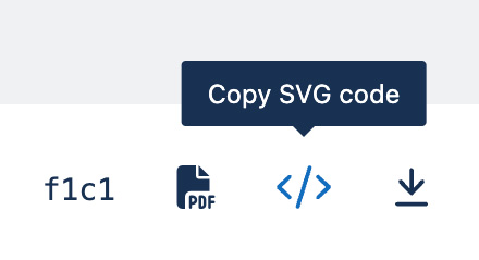 Click </> to copy the code for a Font Awesome SVG file.