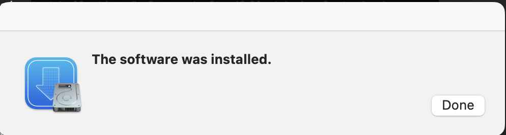 The software was installed - pop-up window for Command Line Tools package installation from Terminal.