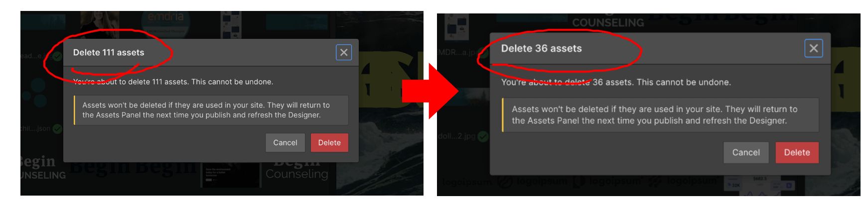 Bulk delete assets in WebFlow to clean-up unused assets.