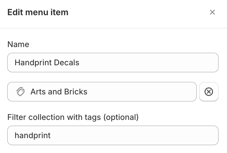 Shopify menus using collections to sort by tags