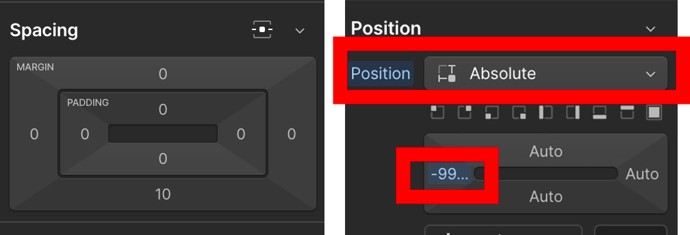 Webflow position off the screen