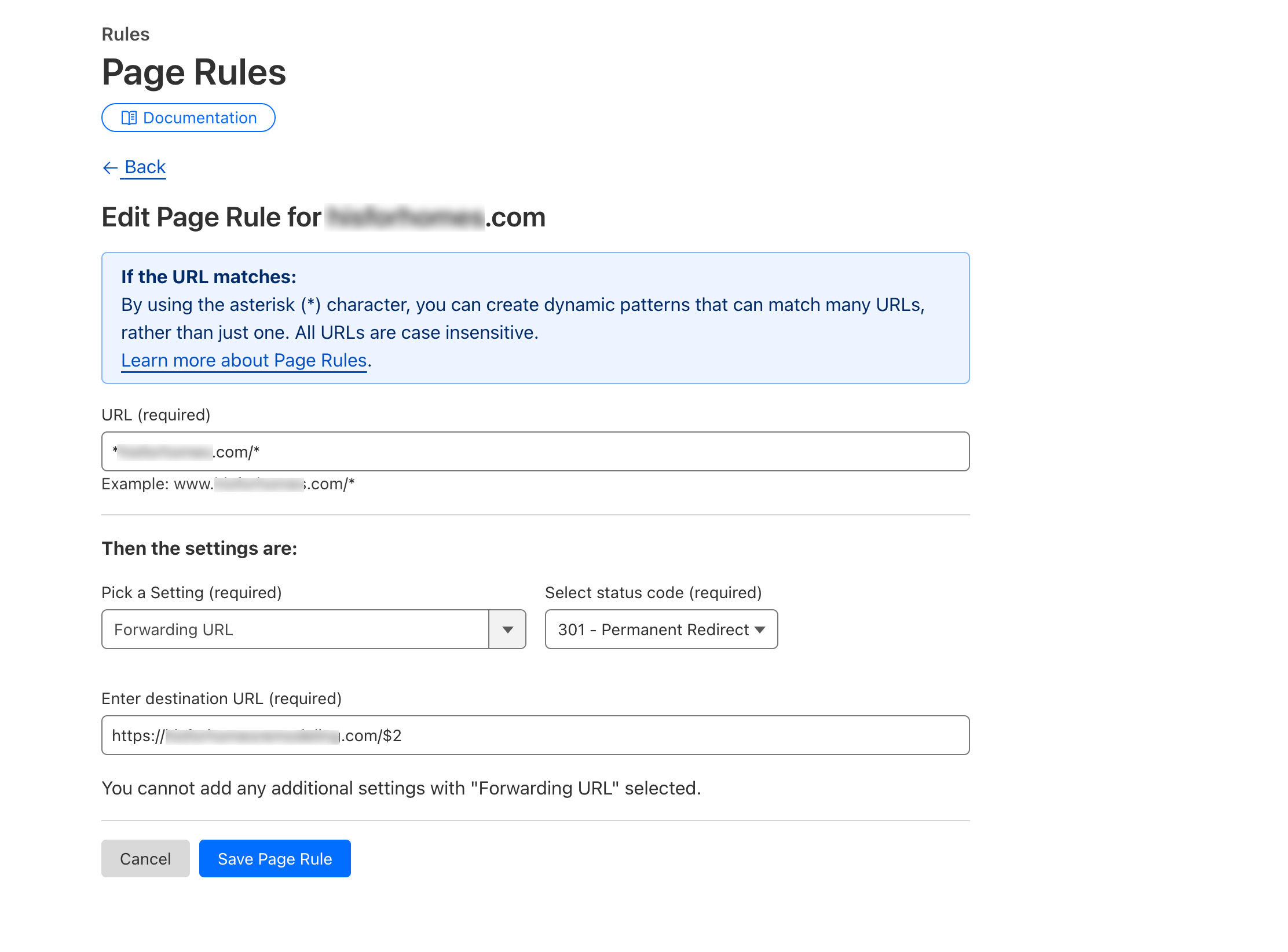 Page Rule redirects using CloudFlare and Regex - wildcards