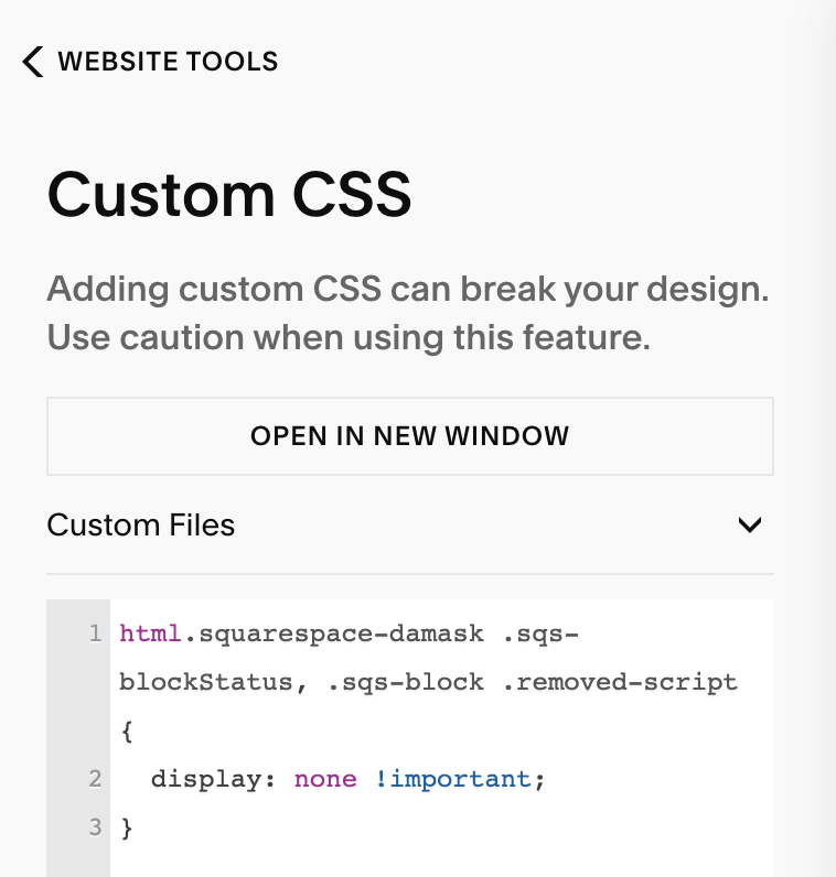 SquareSpace Website Custom CSS