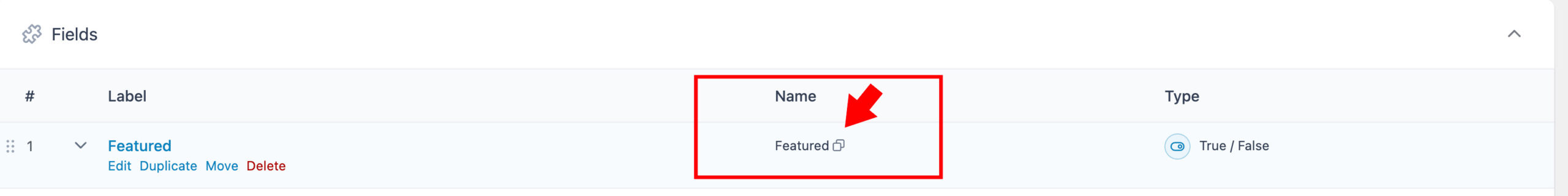 ACF Field Name Column is the Meta Key