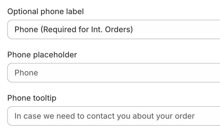 Phone label text in Shopify