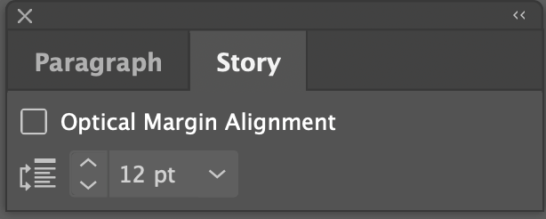 Adobe InDesign - Story Panel > check box for Optical Margin Alignment