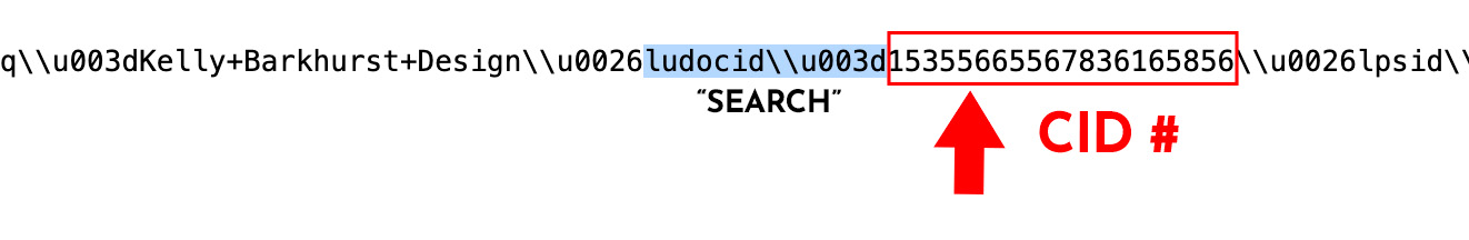 Find my Google CID # from inspecting my Google Listing source code