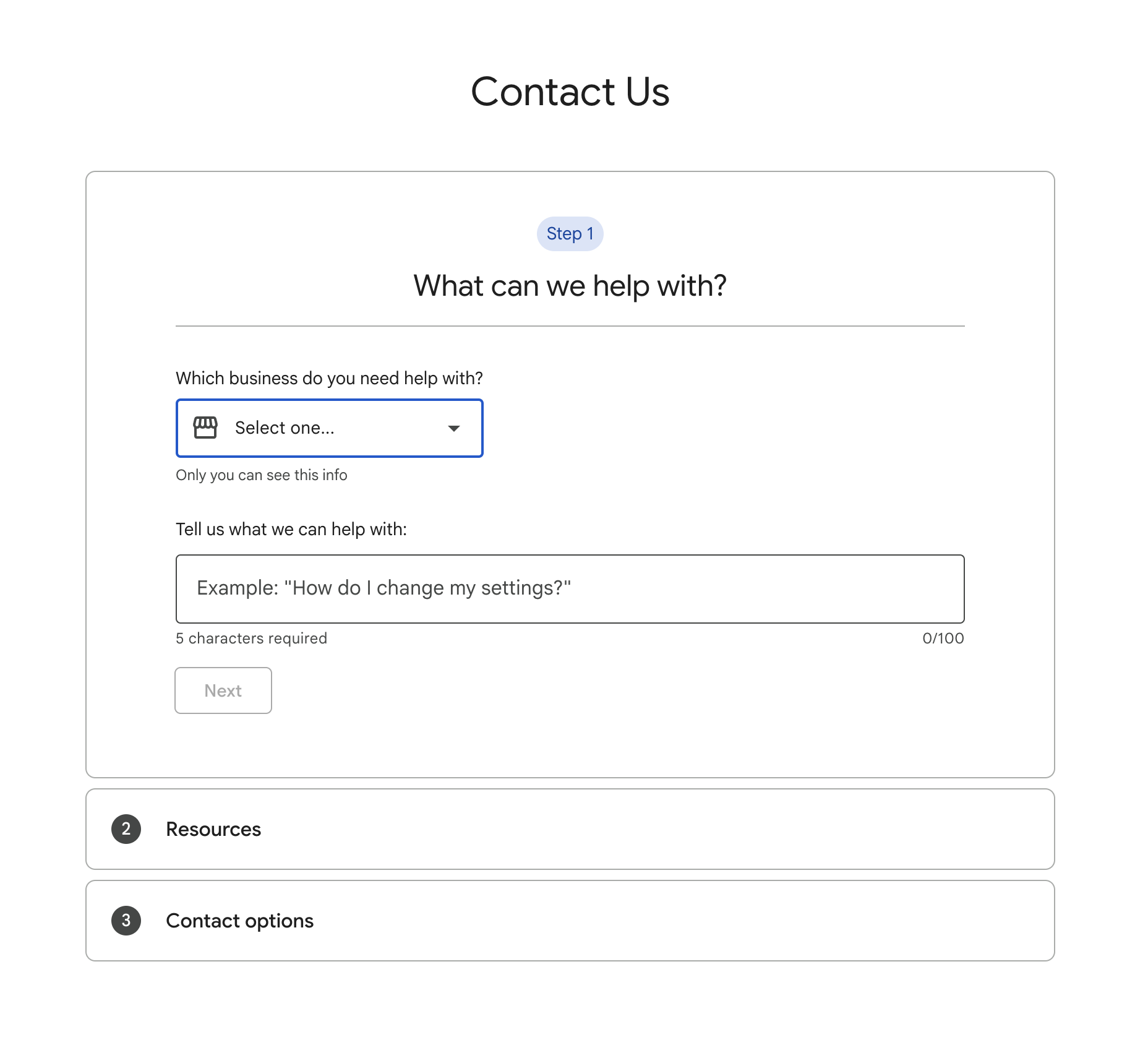 Generic Google My Business Contact Page