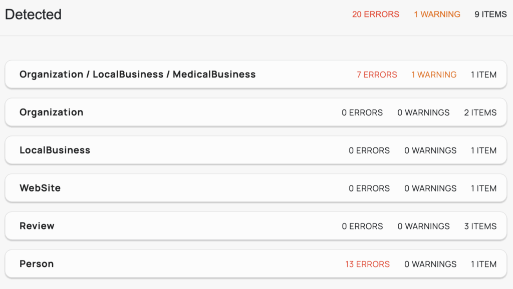 Example of an unnested Schema Validator response
