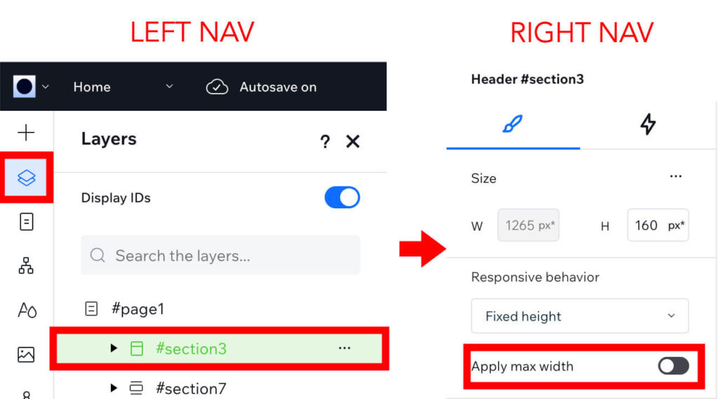 Apply max width to a section on a website built in Wix Studio