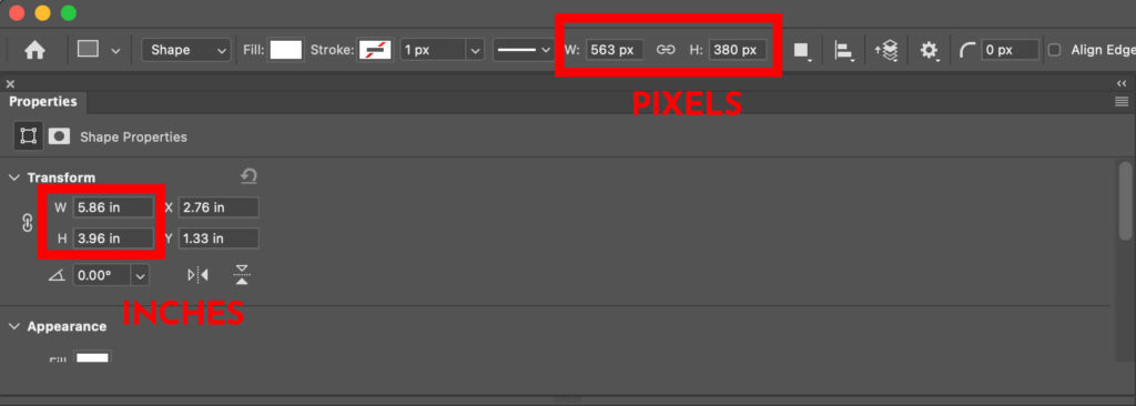You can have one unit of measurement shown on the option toolbar and another in the Properties Window.