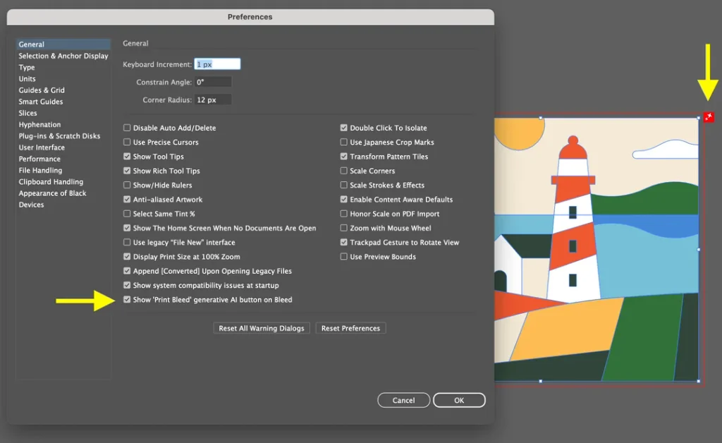 Turn off Generative AI option for "Print Bleed" in Illustrator.