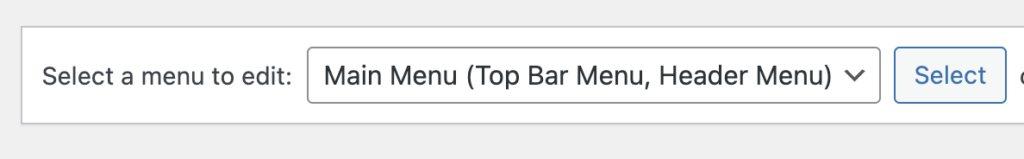 Select a menu to edit (in wordpress)