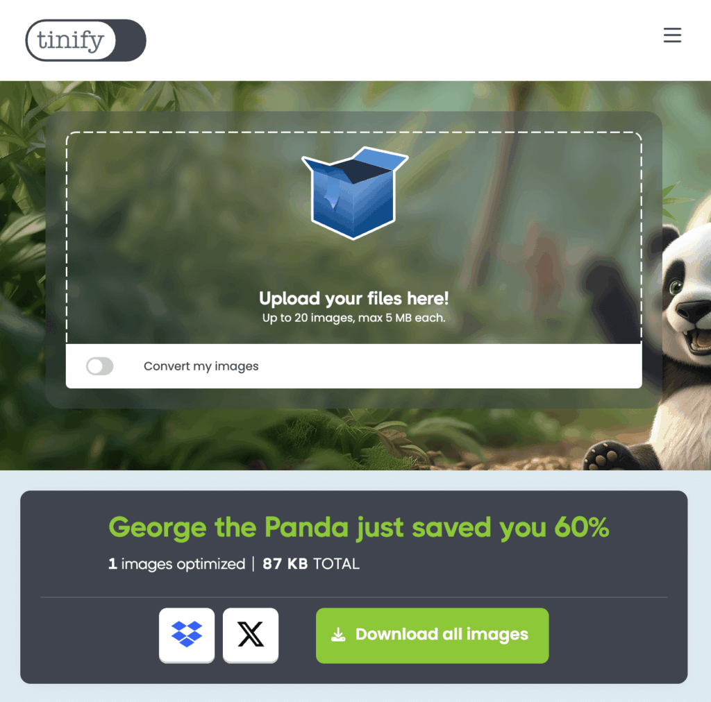 Use Tinify - TinyPNG or TinyJPG to optimize images