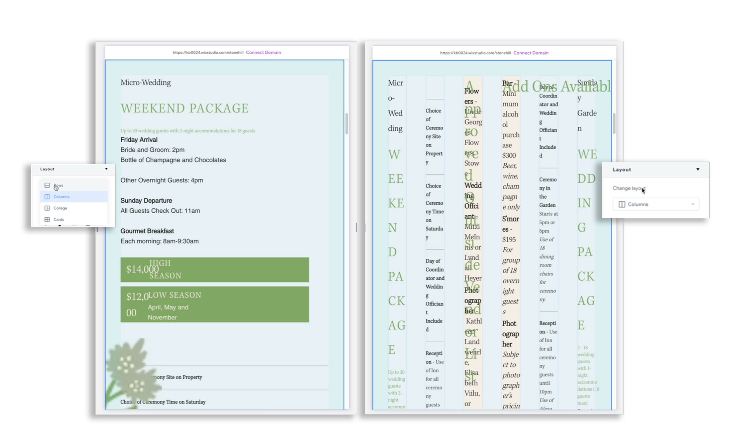 Section Grid layout swapped from rows to columns in Wix Studio