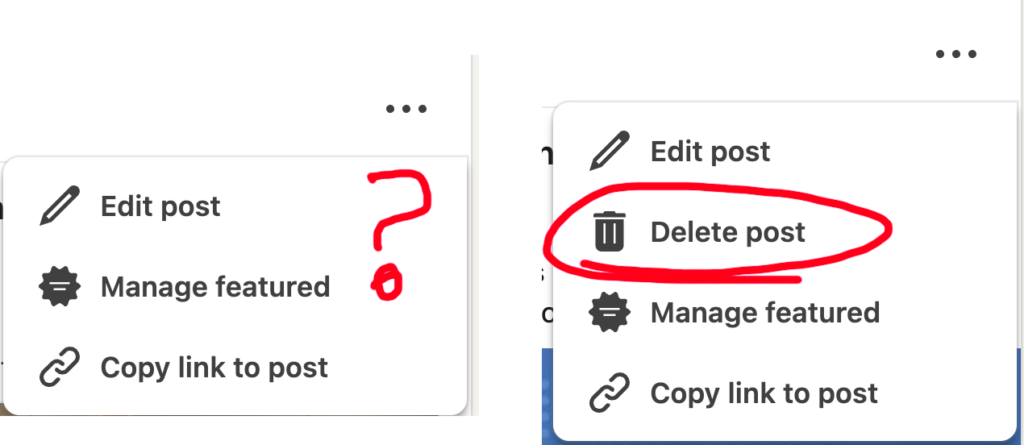 My LinkedIn post doesn't have the delete post option. Why?