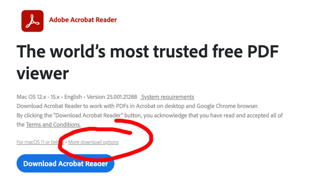 Adobe Acrobat Reader - More download options
