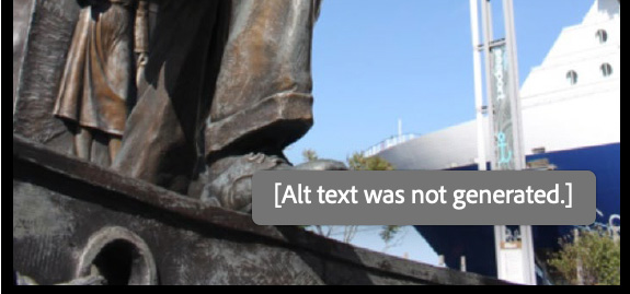 Example of image in Adobe Acrobat from an InDesign file where the alt tag said, [Alt text was not generated.]