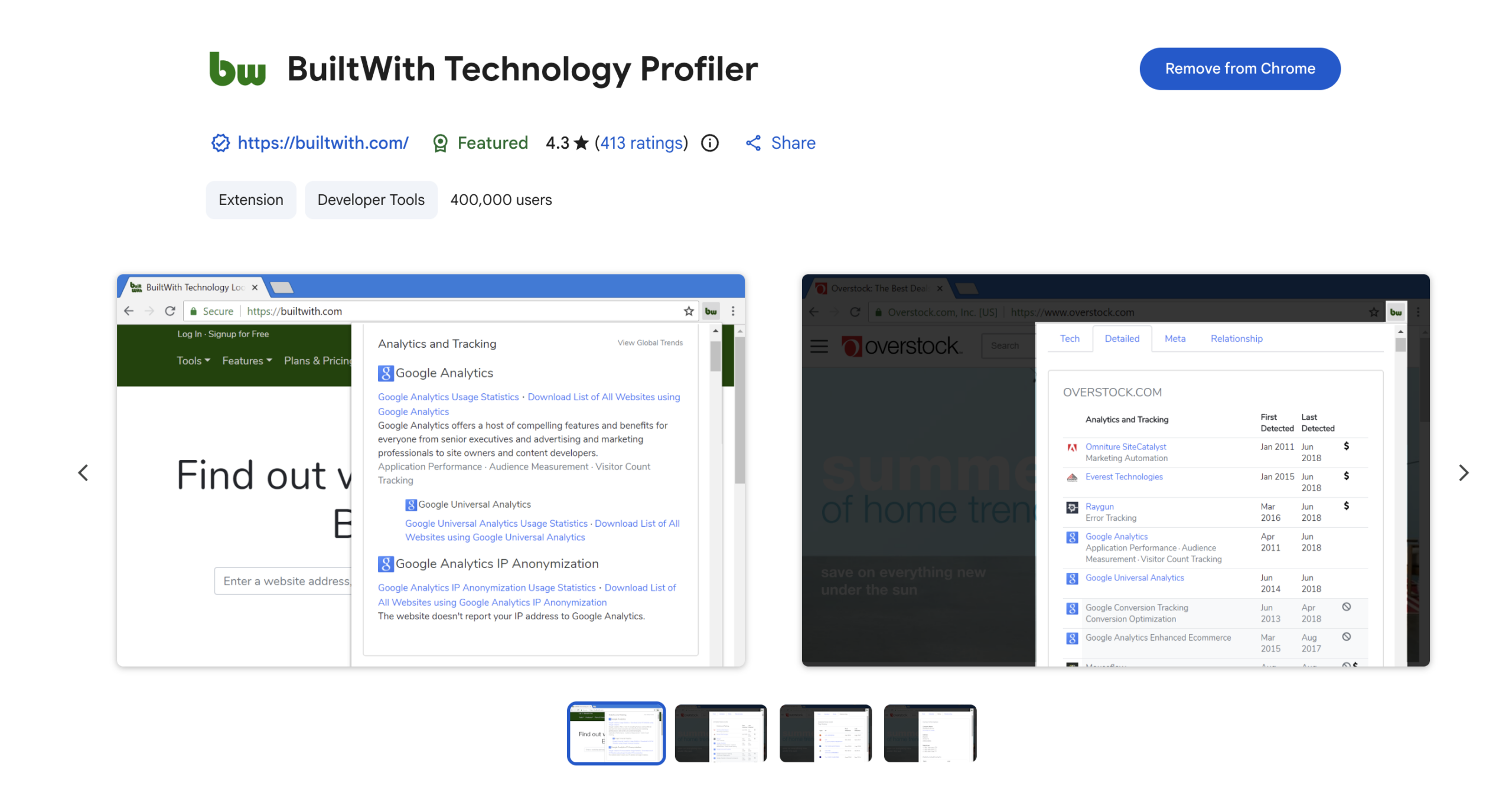 Discover what technology your favorite sites are using with the Built With Technology Profile Chrome extension.
