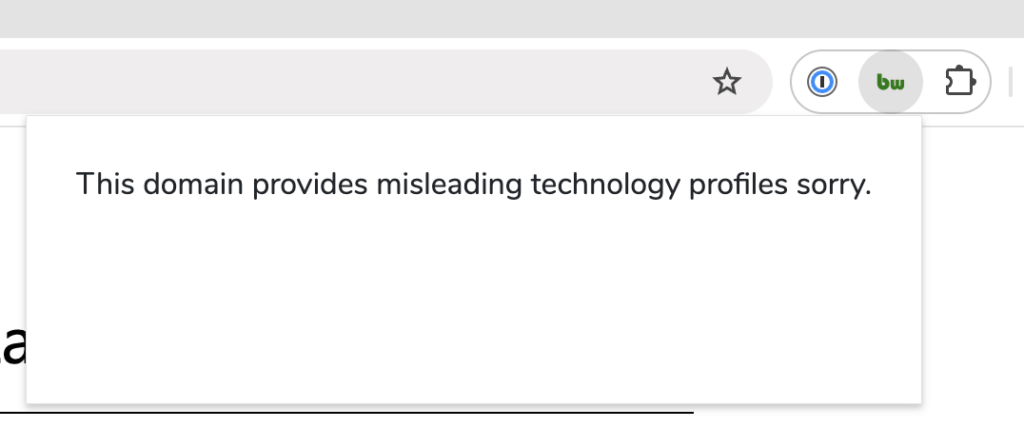 This domain provides misleading technology profiles. Error by BuiltWith extension on Chrome.