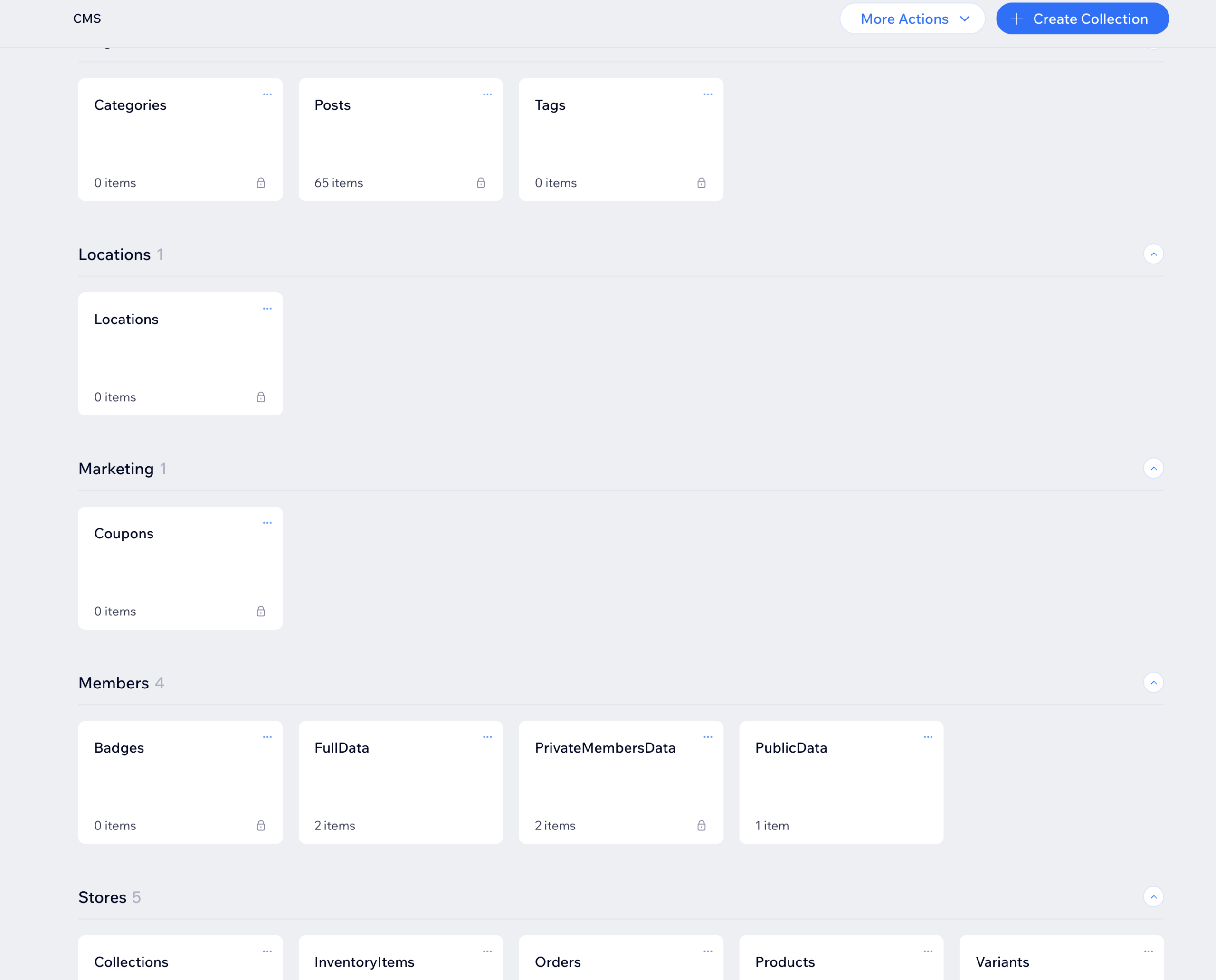 Data streams that can be turned on in Wix Studio CMS
