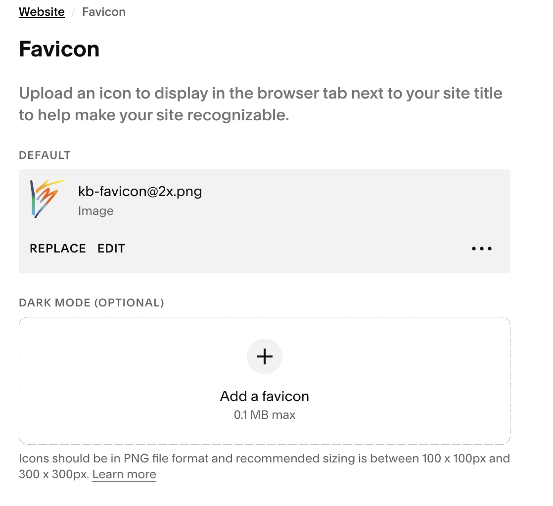 Squarespace's default favicon is only for the browser tab, not the image in your search results!