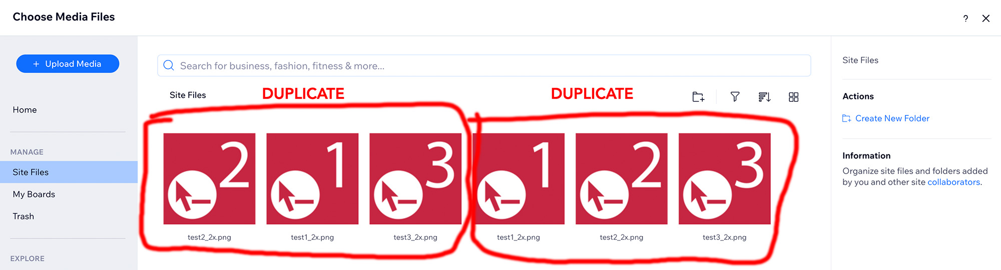 Image files with the same name uploaded to Wix Studio Images just create duplicates (still with the same name!)