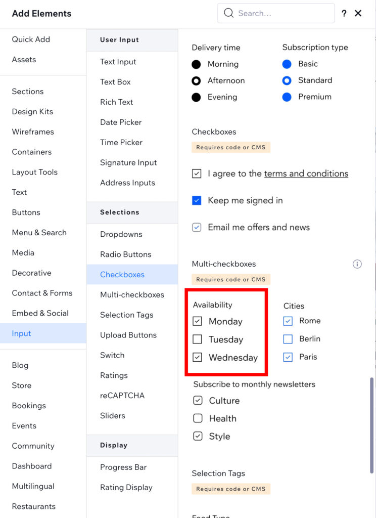 Our filter is the multi checkbox.
