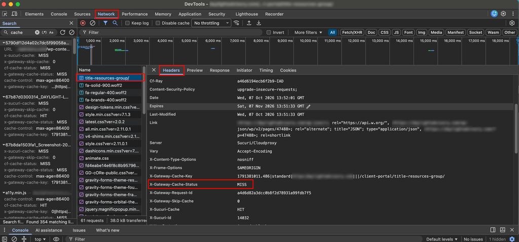 Confirming with Google Inspect that Cache is Missing on password protected pages.